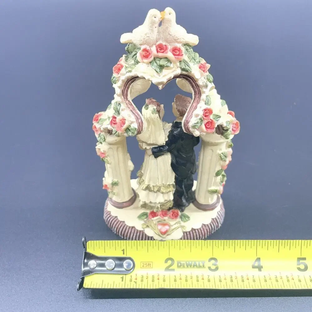 Vtg Arch Wedding Cake Topper Keepsake Bride Groom Roses Doves Hearts Antq Style